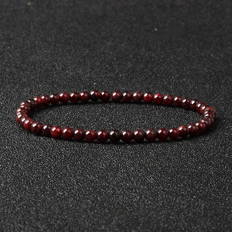 Bracelet Fin en Pierres Naturelles 4 ou 6 mm – 19 Pierres au Choix, Améthyste, Quartz Rose, Onyx…