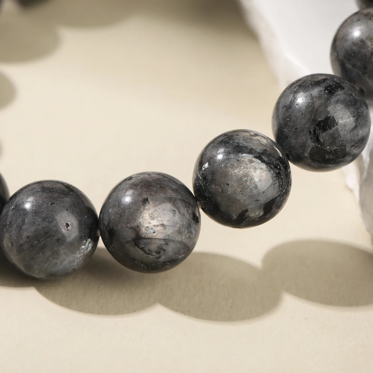 Bracelet Labradorite Noire (Spectrolite) – Perles à Reflets 6, 8 ou 10 mm, Homme