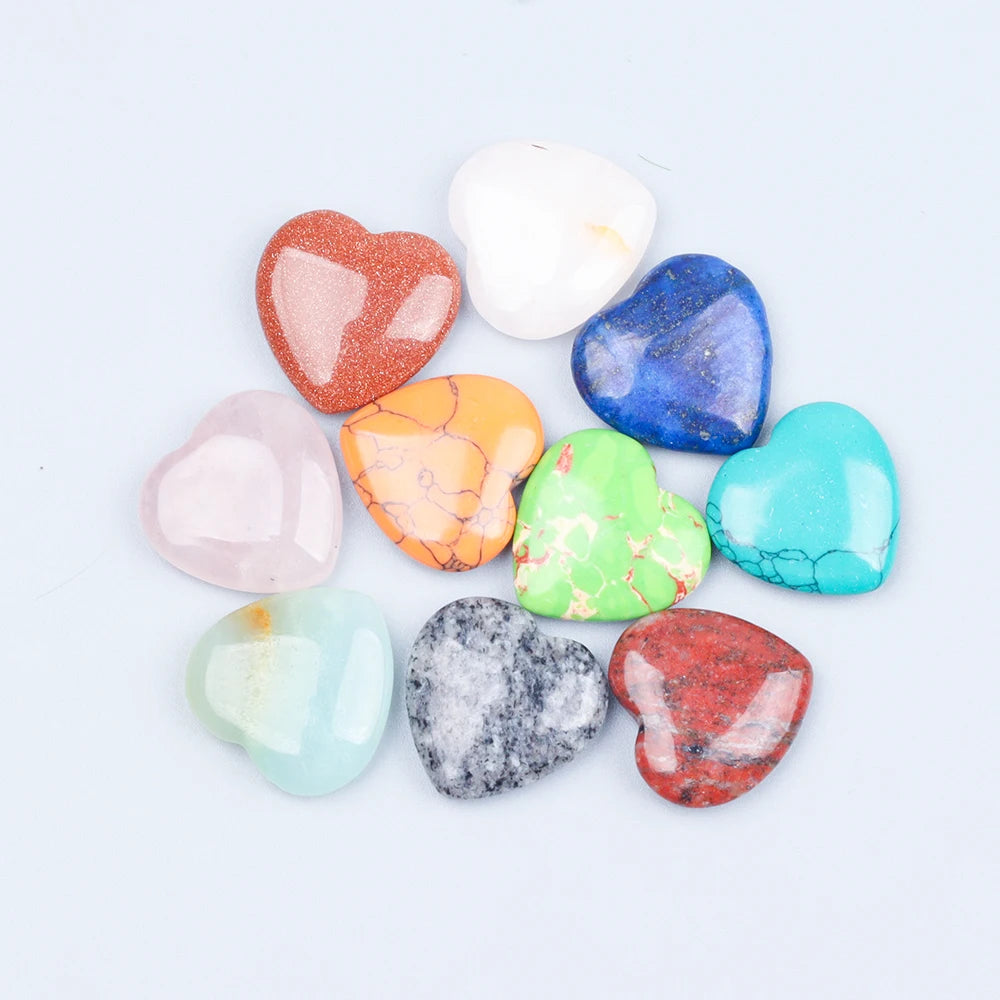 Cœurs en Pierres Naturelles 20 mm – Lot de 10, 20, 30 ou 50, Assortiment Multicolore
