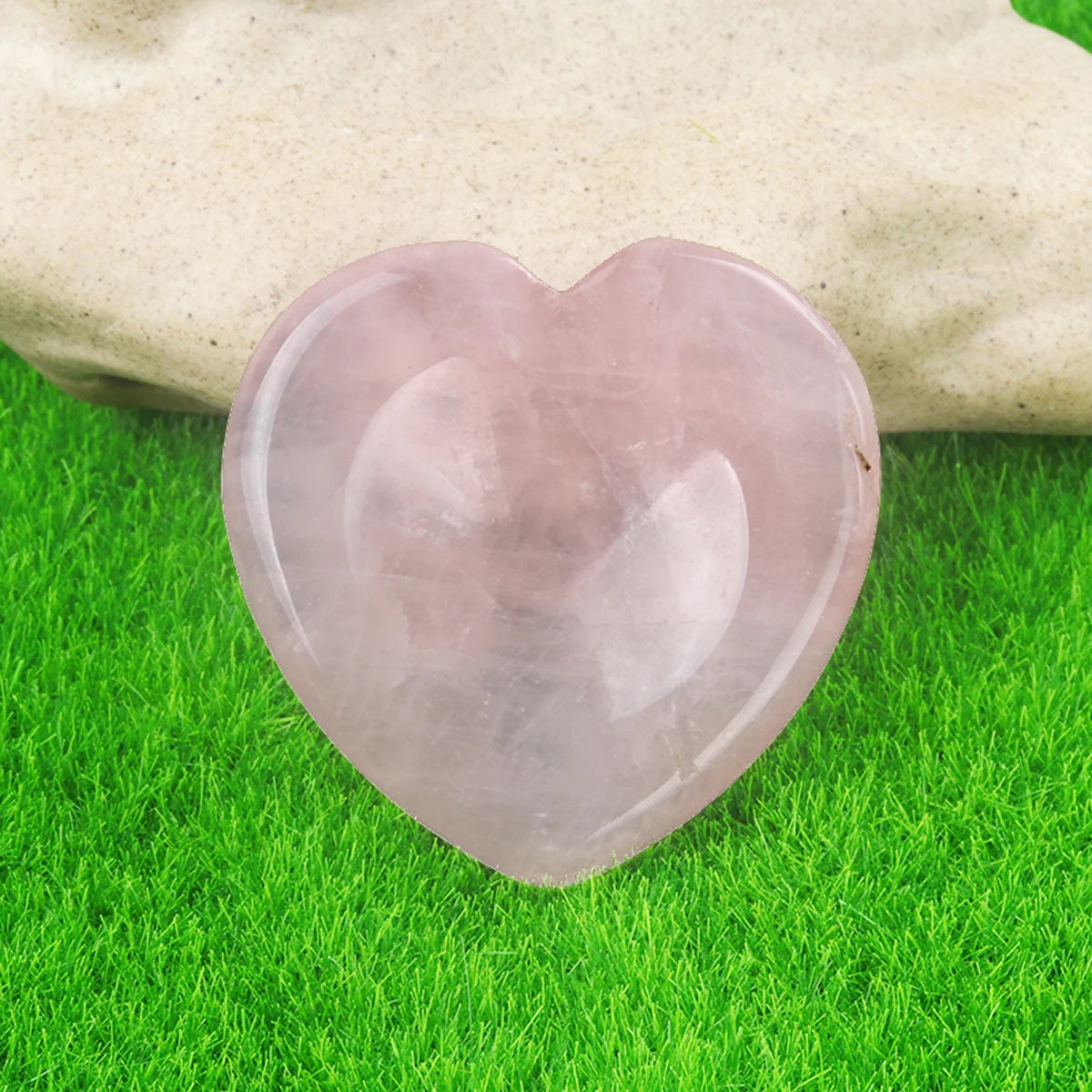 Cœur en Pierre Naturelle Polie 40 mm – Galet à Caresser avec Creux pour le Pouce, 12 Pierres