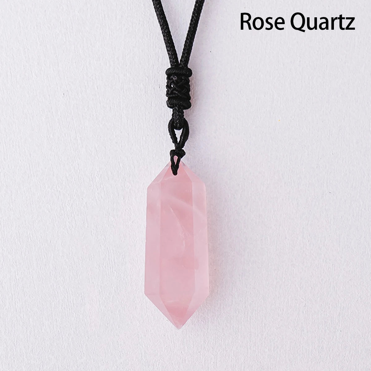 Collier Pendentif Double Pointe en Cristal Naturel – Quartz, Améthyste, Labradorite…, Cordon Réglable