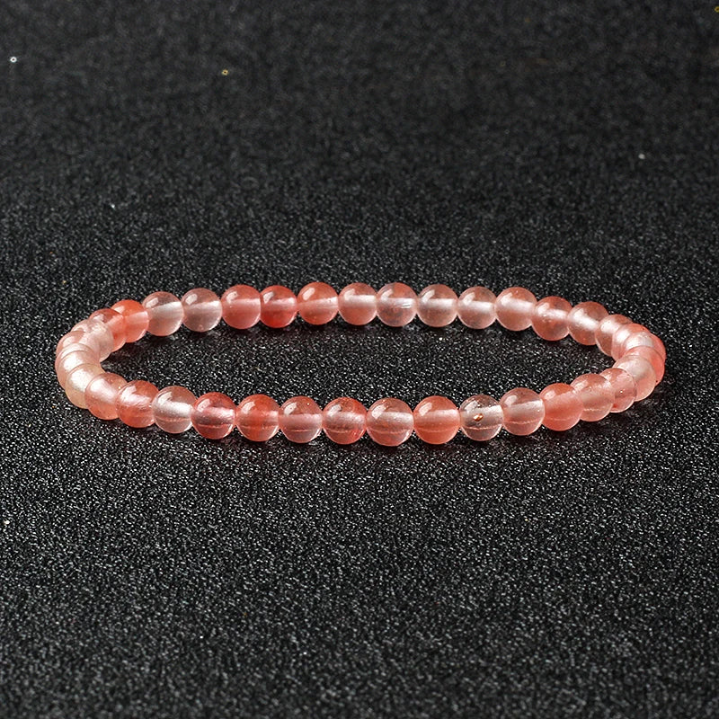 Bracelet Fin en Pierres Naturelles 4 ou 6 mm – 19 Pierres au Choix, Améthyste, Quartz Rose, Onyx…