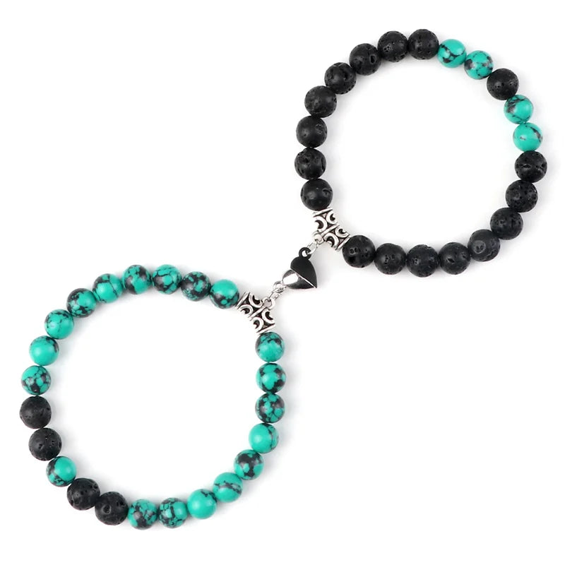 Bracelets de Couple à Distance en Pierres Naturelles – Duo de 2 Bracelets, Cadeau Amoureux