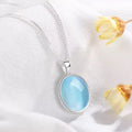 Collier Argent 925 Pendentif Aigue-Marine Ovale – Chaîne Serpent, Minimaliste