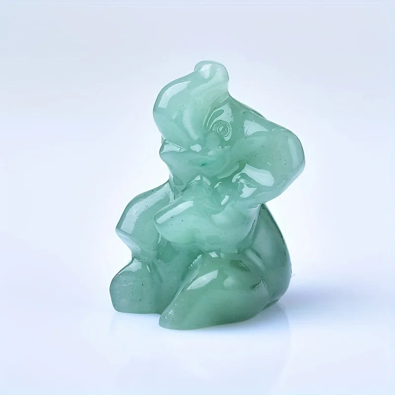 Éléphant Sculpté en Pierre Naturelle 3,5 cm – Figurine Porte-Bonheur en Labradorite, Quartz Rose…
