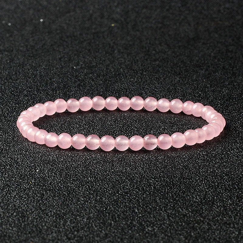 Bracelet Fin en Pierres Naturelles 4 ou 6 mm – 19 Pierres au Choix, Améthyste, Quartz Rose, Onyx…