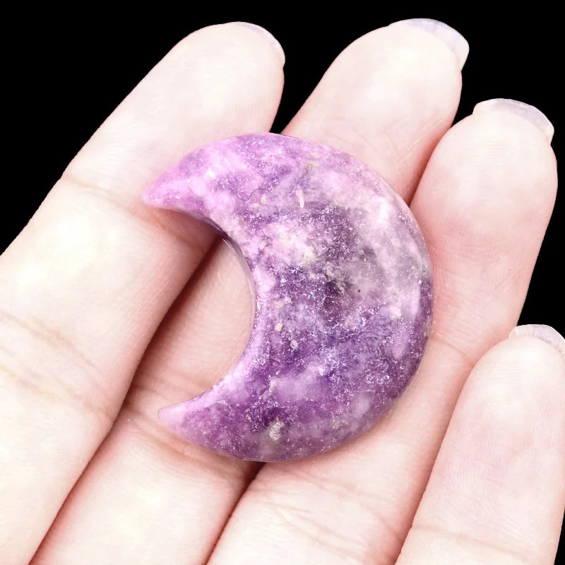 Croissant de Lune en Pierre Naturelle Sculptée 30 mm – Pierre de Poche, 22 Pierres au Choix