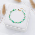 Bracelet Chaîne Dorée Perles Facettées 3 mm – Pierre Naturelle au Choix et Perle d'Eau Douce