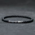 Bracelet Minimaliste Onyx Mat 4 mm – Segment Œil de Tigre, Obsidienne ou Larvikite, Unisexe