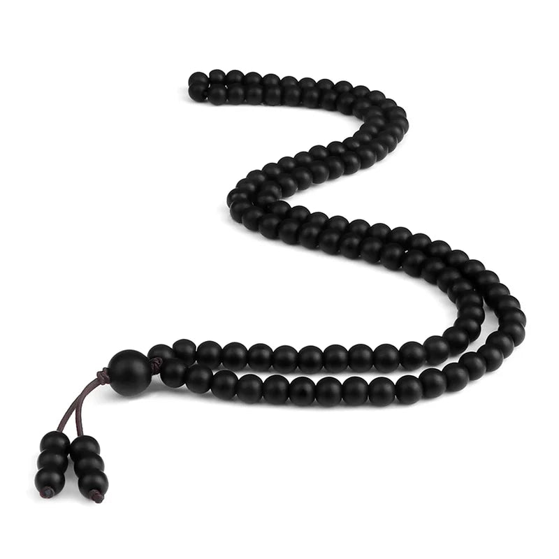 Mala 108 Perles de 6 mm – Pierre de Lave, Pierre Noire ou Bois, Collier ou Bracelet Multitours