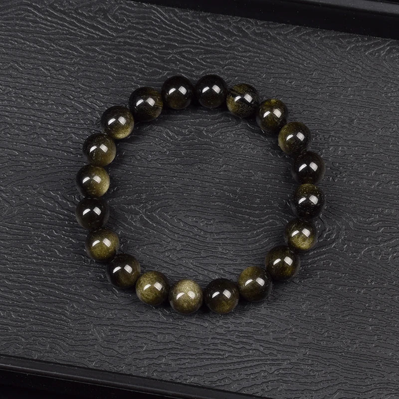 Bracelet Pierre Naturelle au Choix – Obsidienne Dorée, Rhodonite, Unakite et 13 Autres, 6 ou 8 mm