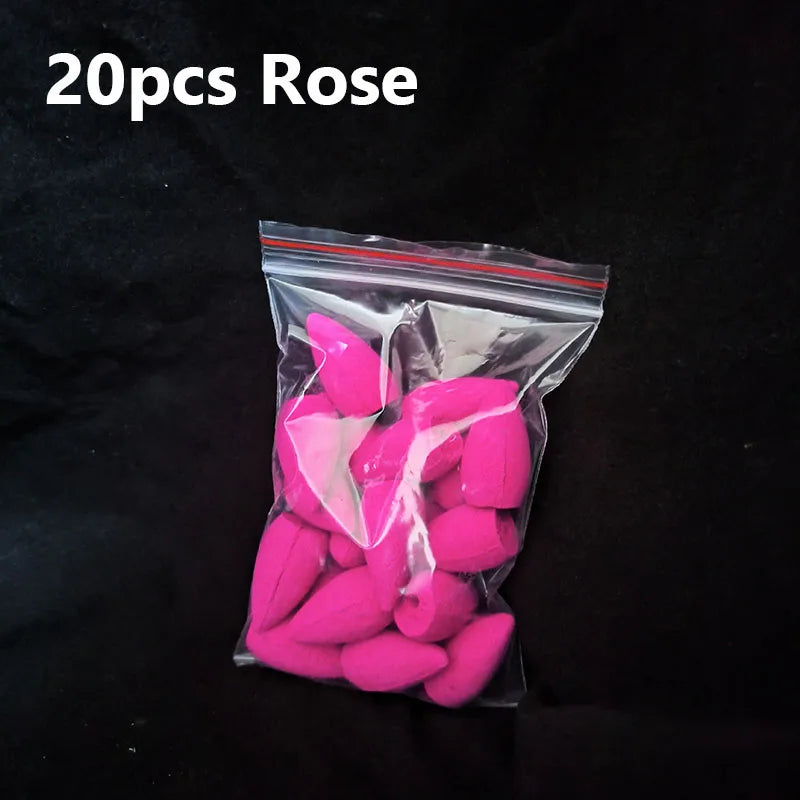 Cônes d'Encens à Reflux – Santal, Lavande, Jasmin, Rose, Thé Vert ou Bois d'Agar, 20 à 100 Pièces