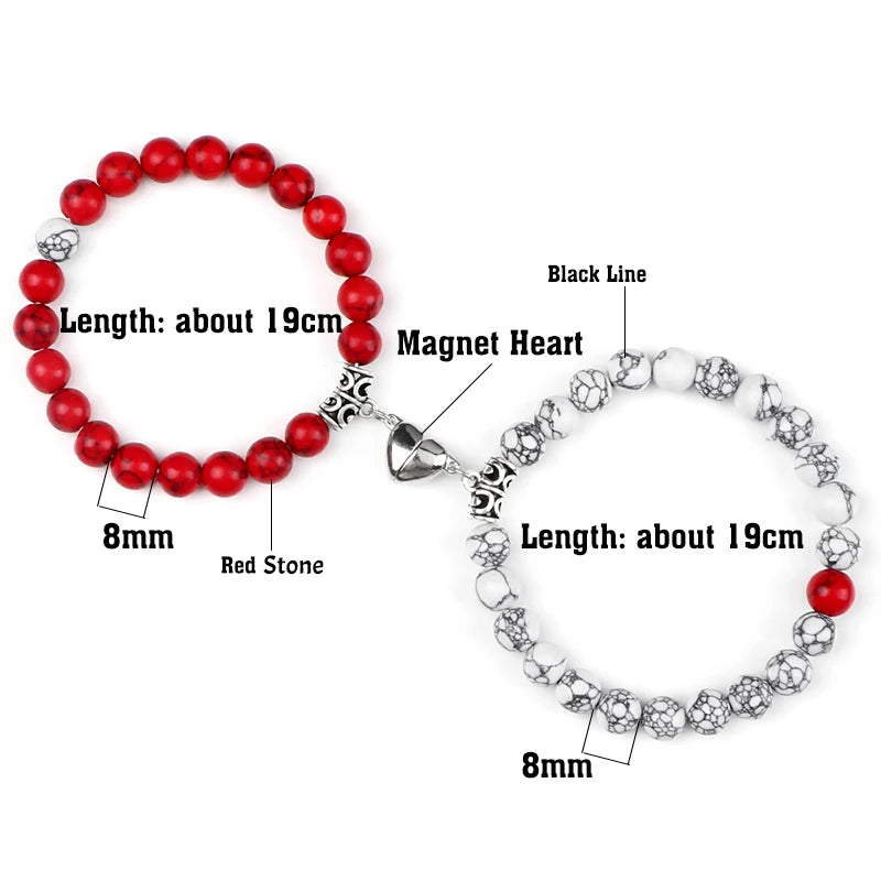 Bracelets de Couple à Distance en Pierres Naturelles – Duo de 2 Bracelets, Cadeau Amoureux