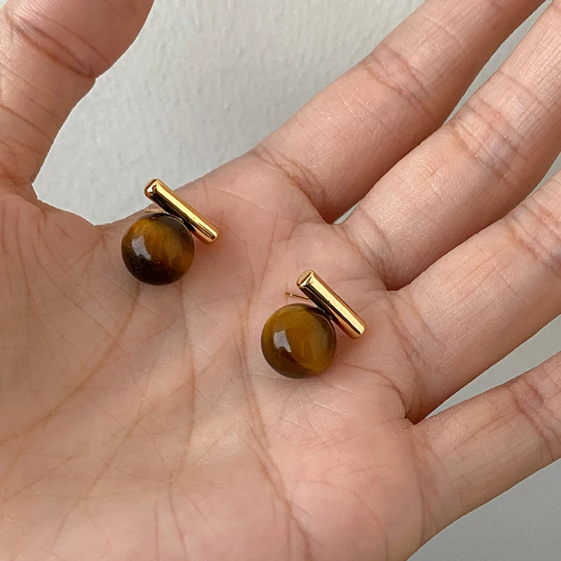 Boucles d'Oreilles Œil de Tigre Dorées – 12 Modèles : Puces, Pendantes, Créoles, Cœurs