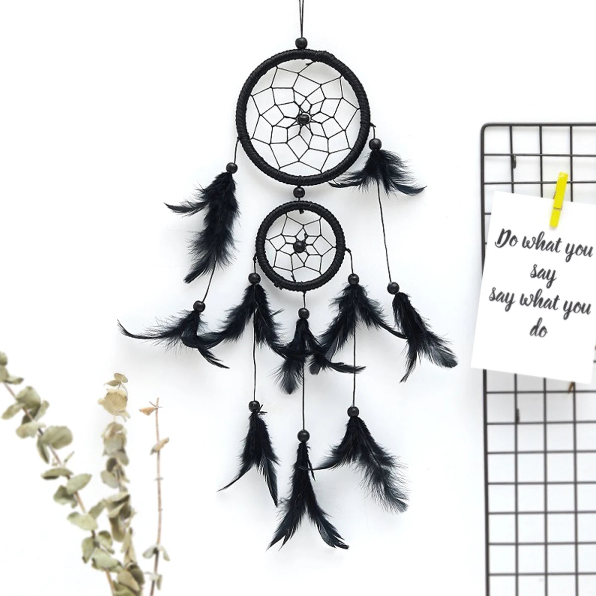 Grand Attrape-Rêves en Dentelle et Plumes – Décoration Murale Bohème, Blanc, Rose ou Double Cercle