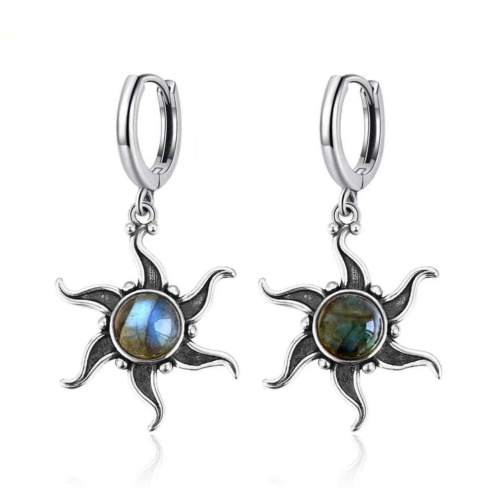 Boucles d'Oreilles Vintage en Argent 925 et Pierre Naturelle – Cyanite, Pierre de Lune, Labradorite… 10 Modèles
