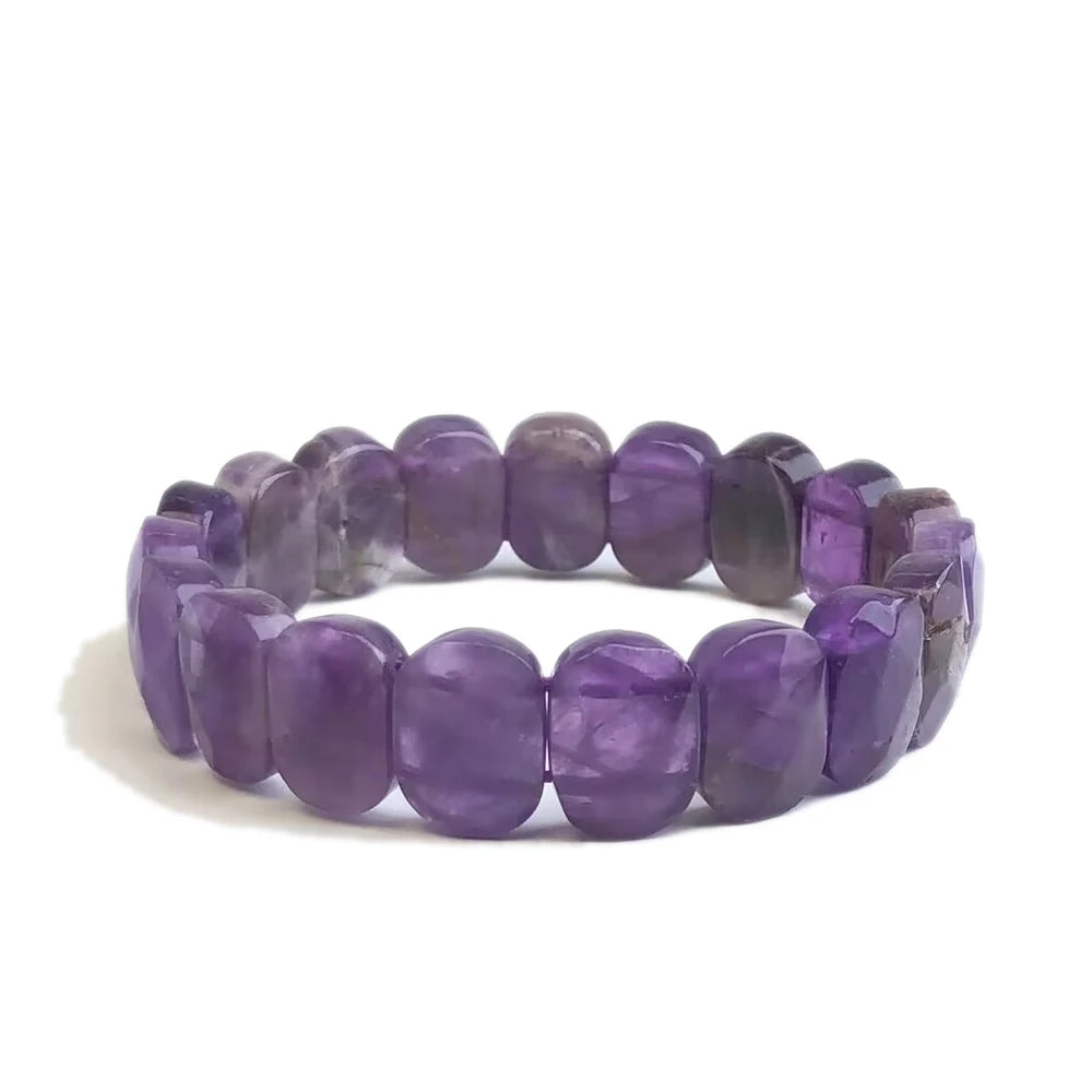 Bracelet Perles Plates Facettées 10 x 14 mm – 15 Pierres au Choix : Œil de Tigre, Améthyste, Lapis…