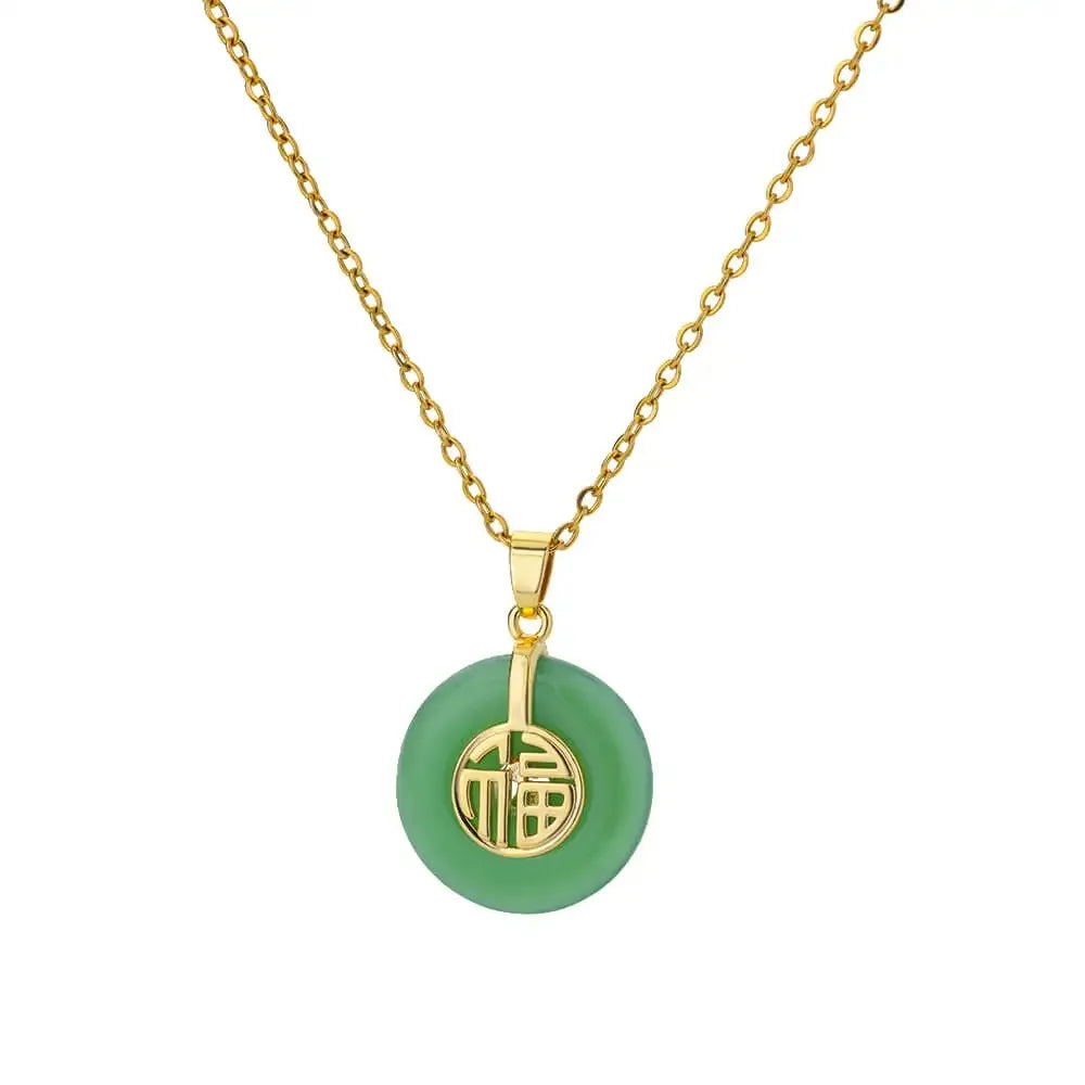 Collier Pendentif Ovale en Pierre – Acier Inoxydable Doré, Chaîne 45 cm, 13 Modèles