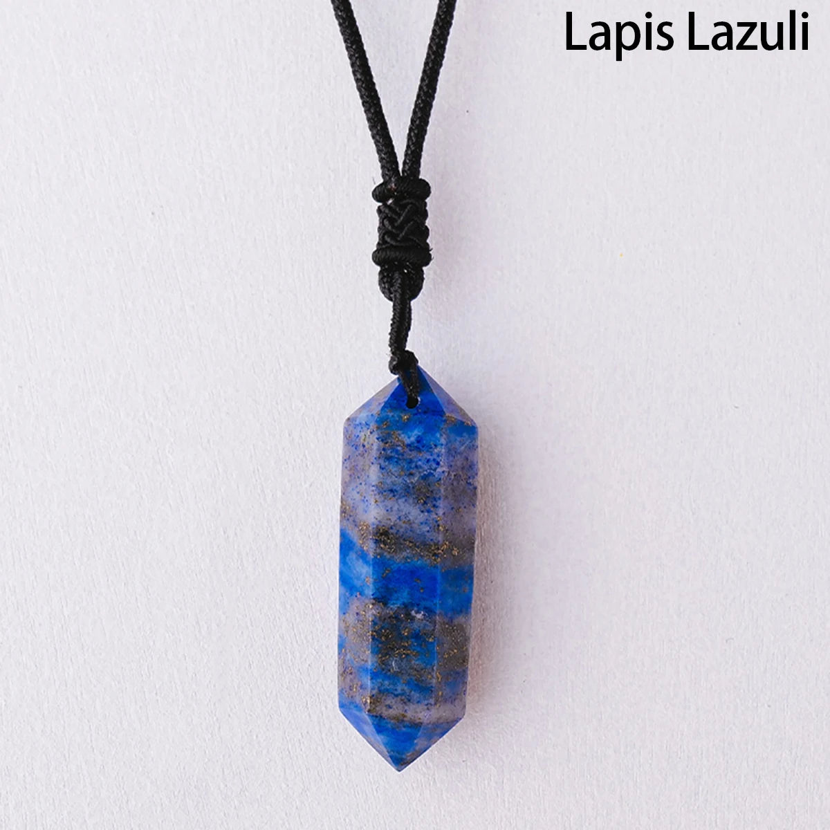Collier Pendentif Double Pointe en Cristal Naturel – Quartz, Améthyste, Labradorite…, Cordon Réglable