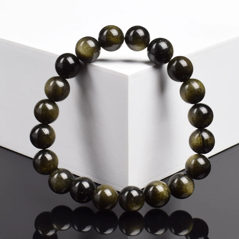 Bracelet Pierre Naturelle au Choix – Obsidienne Dorée, Rhodonite, Unakite et 13 Autres, 6 ou 8 mm