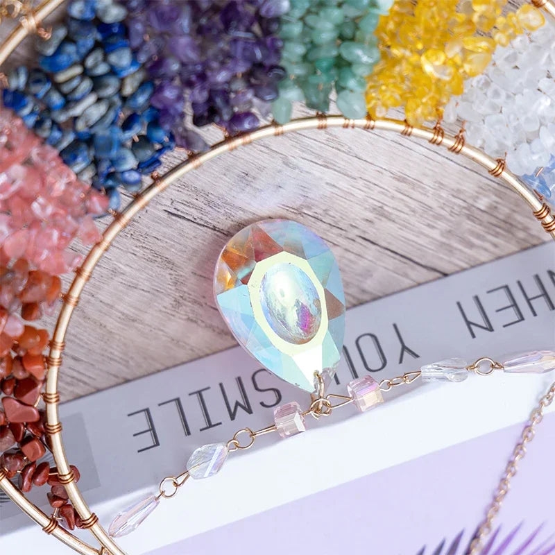 Attrape-Rêves en Pierres Naturelles et Tranches d'Agate – Lune ou Arbre de Vie, 29 Modèles, Décoration Murale