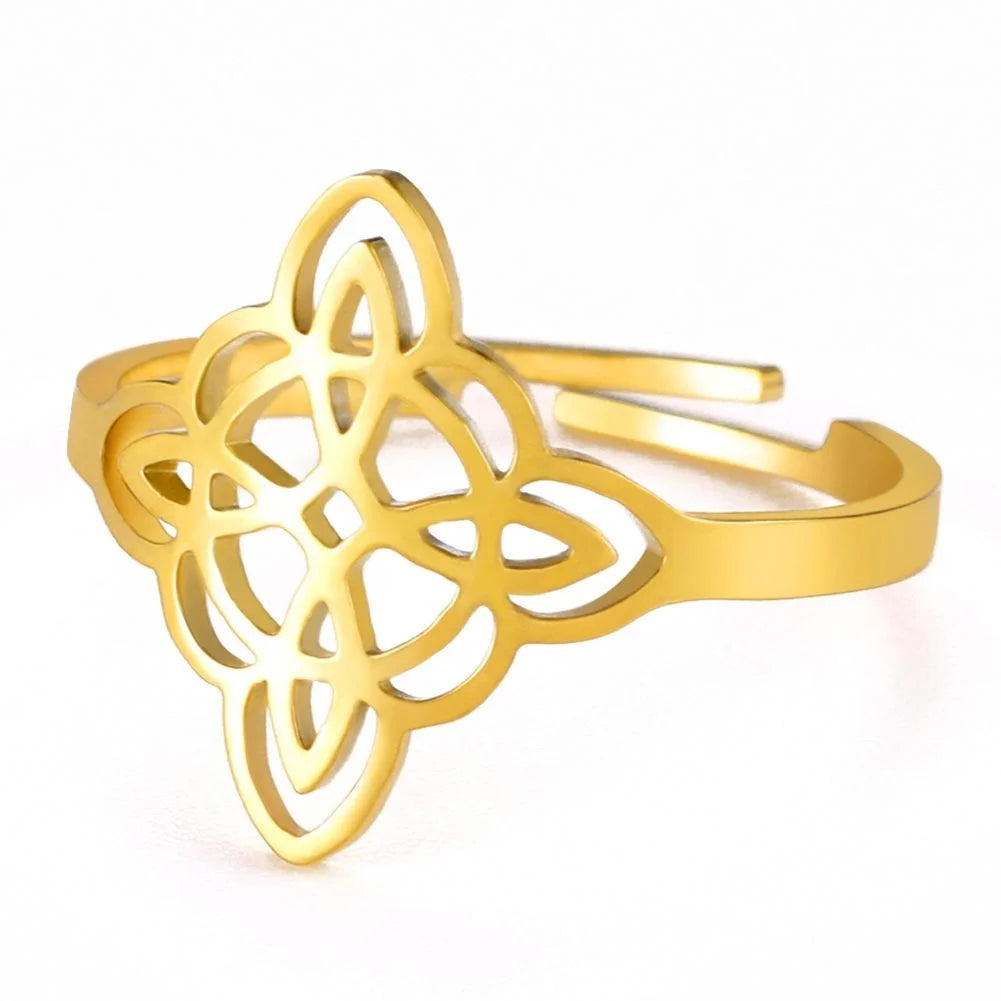 Bague Nœud Celtique Ajustable – Acier Inoxydable Doré ou Argenté, Femme et Homme