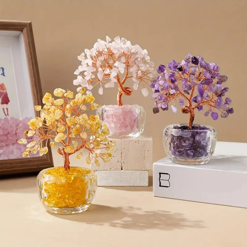 Arbre de Vie Feng Shui en Cristaux Naturels – Décoration Zen Maison et Bureau, Pièce Unique