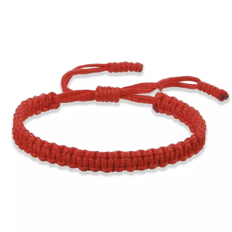 Bracelet Tibétain Tressé – Cordon Noir, Rouge ou Blanc à Nœuds, Réglable, Femme et Homme