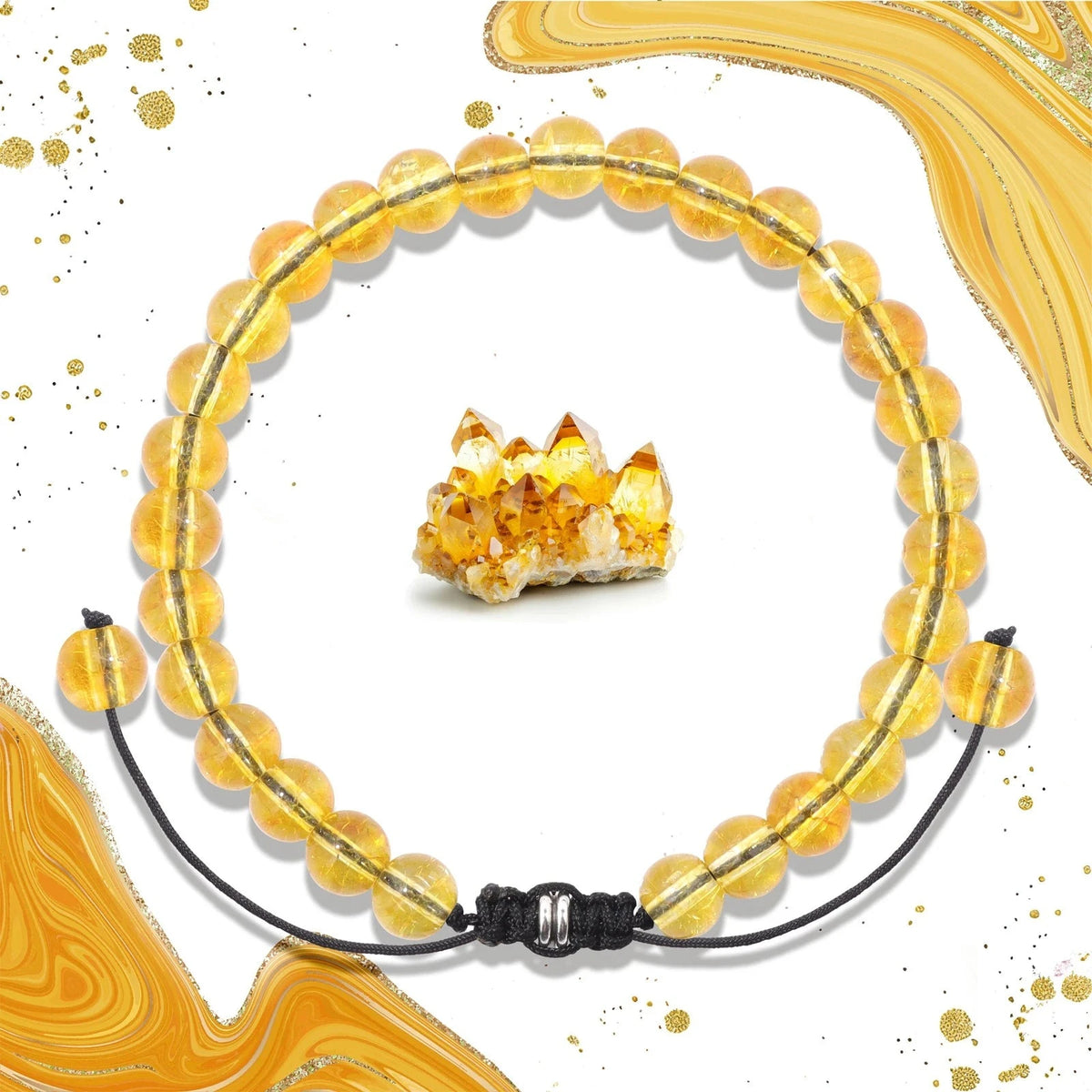 Bracelet Cordon Tressé Réglable – Perles de Pierre Naturelle au Choix 4, 6 ou 8 mm, avec Carte