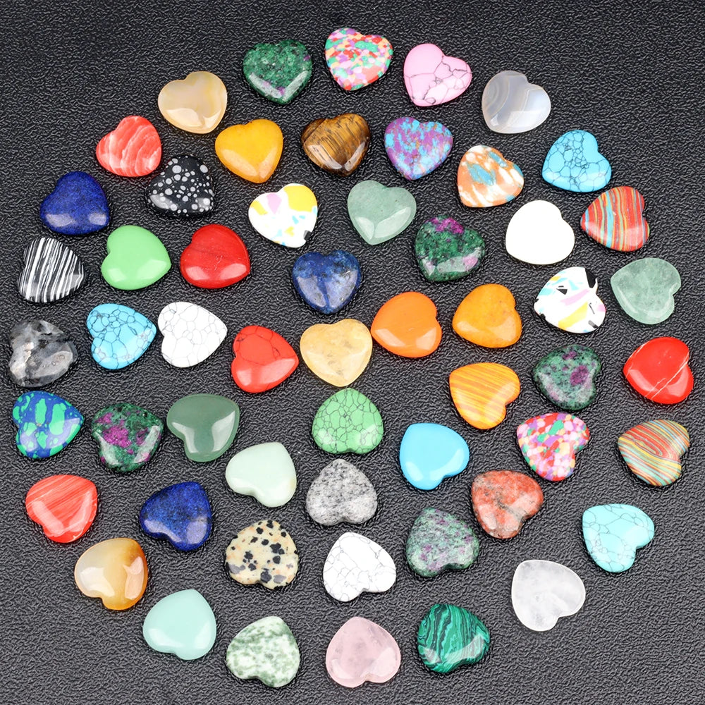 Cœurs en Pierres Naturelles 20 mm – Lot de 10, 20, 30 ou 50, Assortiment Multicolore