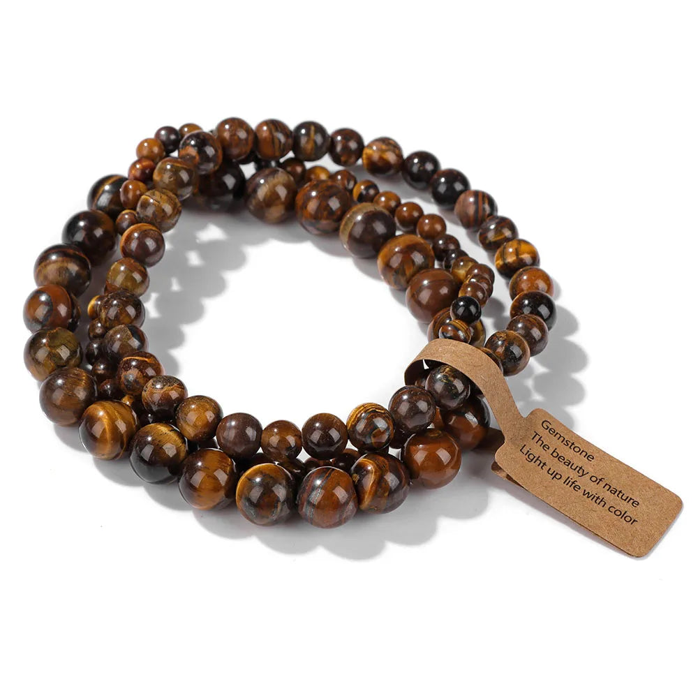 Lot de 3 Bracelets en Pierre Naturelle – Perles 4, 6 et 8 mm, 13 Pierres au Choix, à Accumuler