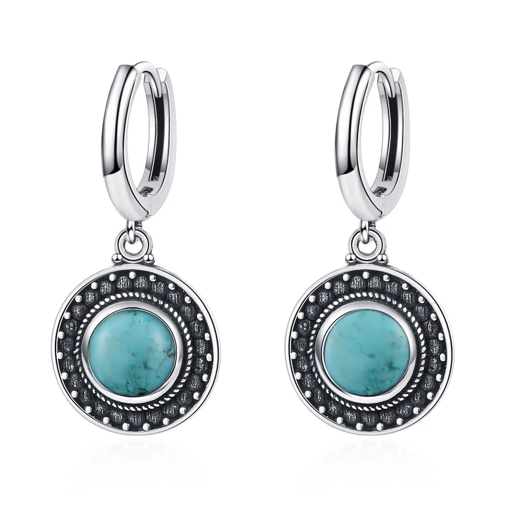 Boucles d'Oreilles Vintage en Argent 925 et Pierre Naturelle – Cyanite, Pierre de Lune, Labradorite… 10 Modèles