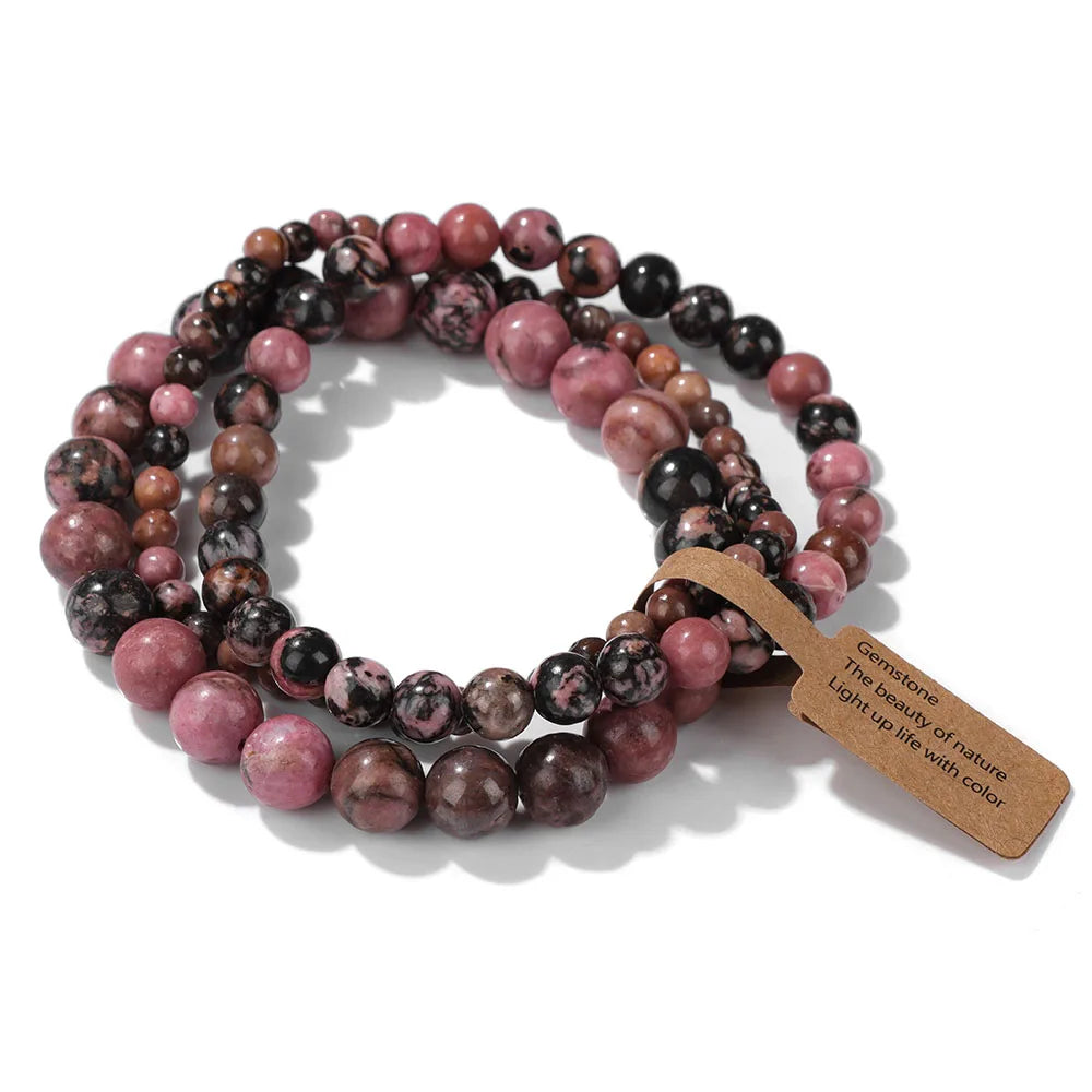Lot de 3 Bracelets en Pierre Naturelle – Perles 4, 6 et 8 mm, 13 Pierres au Choix, à Accumuler
