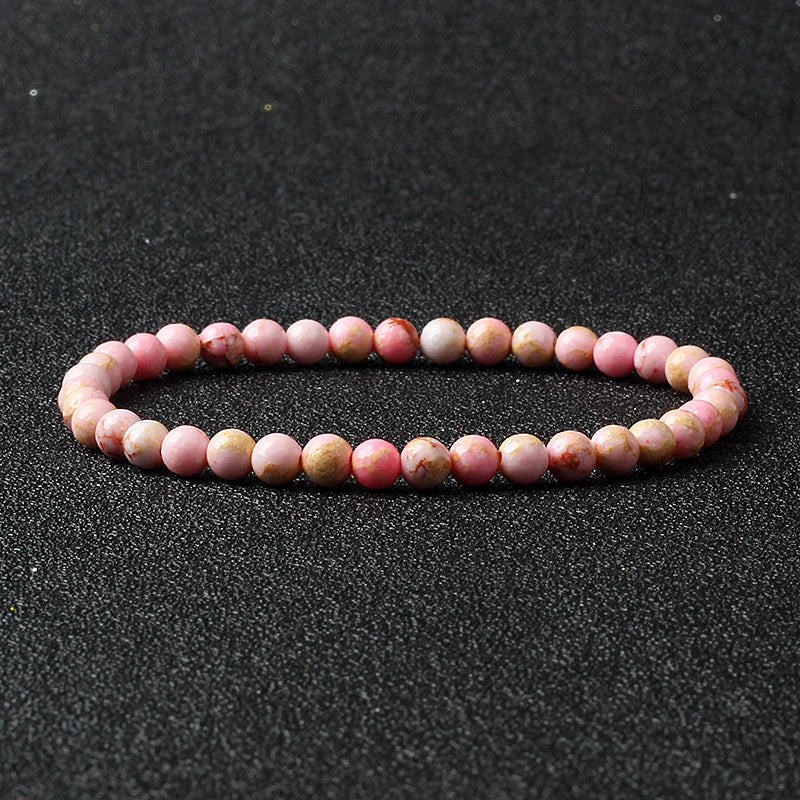 Bracelet Fin en Pierres Naturelles 4 ou 6 mm – 19 Pierres au Choix, Améthyste, Quartz Rose, Onyx…