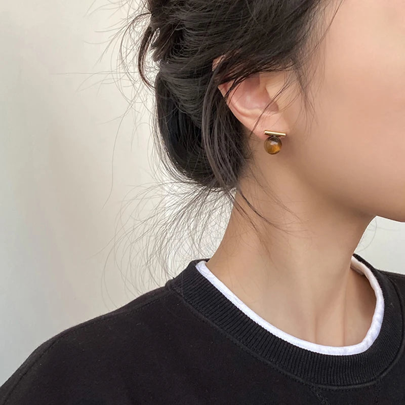 Boucles d'Oreilles Œil de Tigre Dorées – 12 Modèles : Puces, Pendantes, Créoles, Cœurs