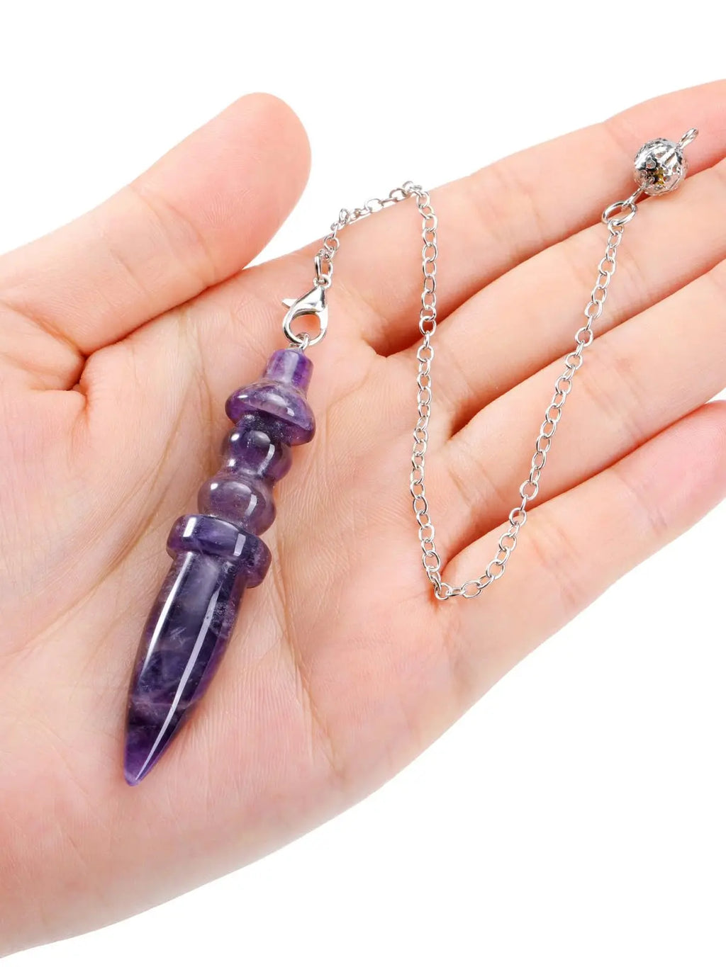 Pendule Thot Égyptien en Pierre Naturelle Sculptée – Obsidienne, Améthyste, 7 Chakras… 11 Pierres