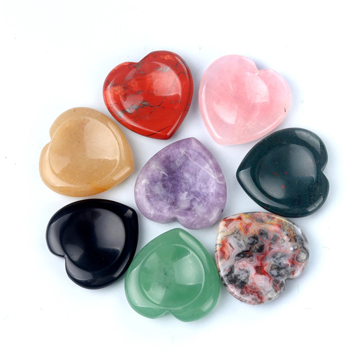 Cœur en Pierre Naturelle Polie 40 mm – Galet à Caresser avec Creux pour le Pouce, 12 Pierres