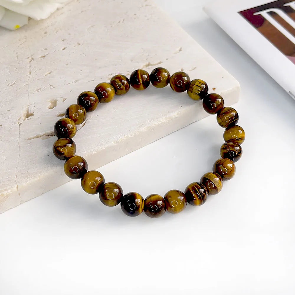 Bracelet Pierre Naturelle au Choix – Jaspe Zèbre Rose, Rhodonite, Lépidolite… Perles 6 ou 8 mm