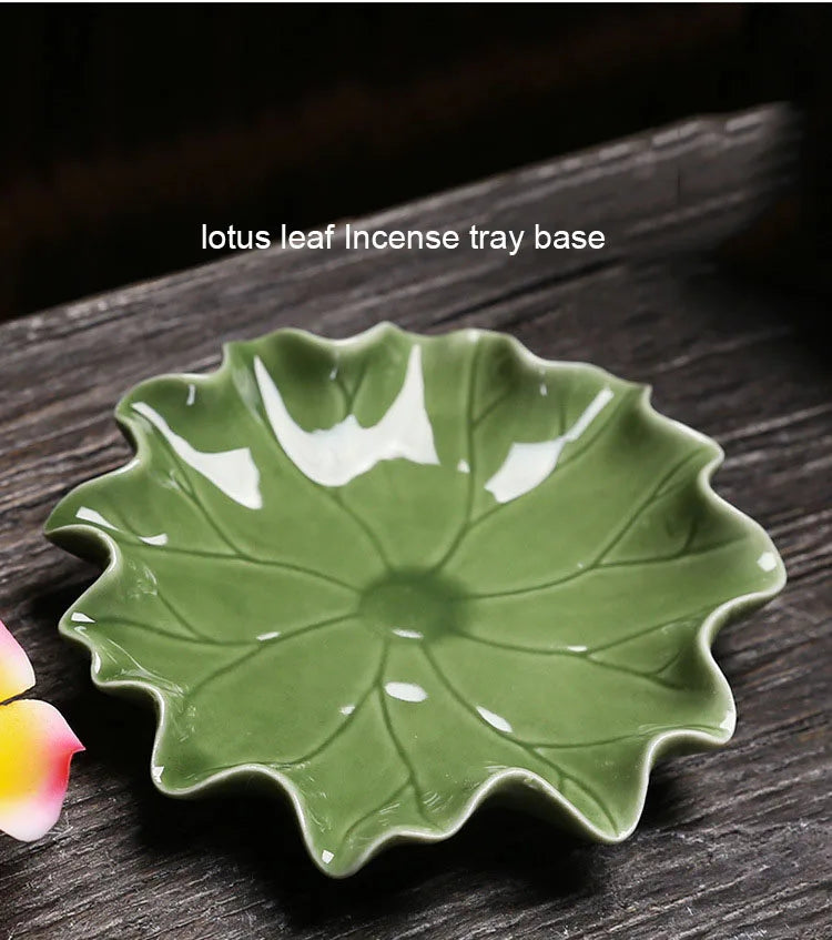 Porte-Encens Feuille de Lotus en Céramique – Fleur de Lotus Faite Main, 4 Modèles
