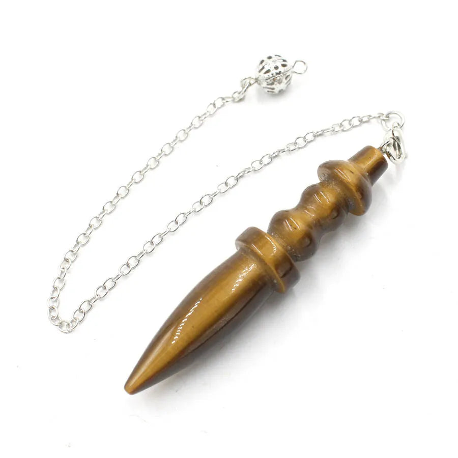 Pendule Thot Égyptien en Pierre Naturelle Sculptée – Obsidienne, Améthyste, 7 Chakras… 11 Pierres