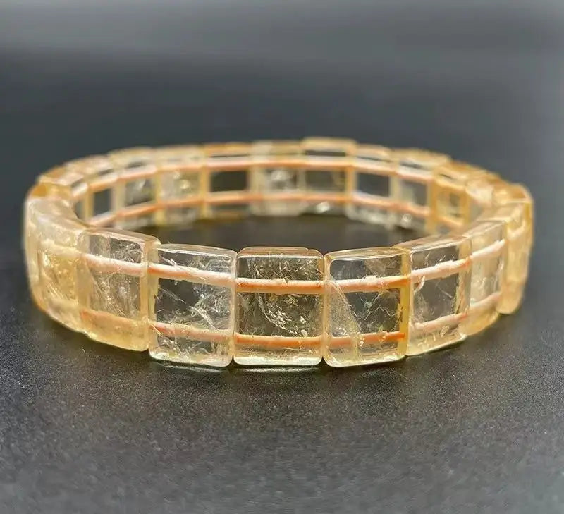 Bracelet Jonc Perles Carrées Facettées 9 x 12 mm – 28 Pierres Naturelles au Choix, Qualité AAA