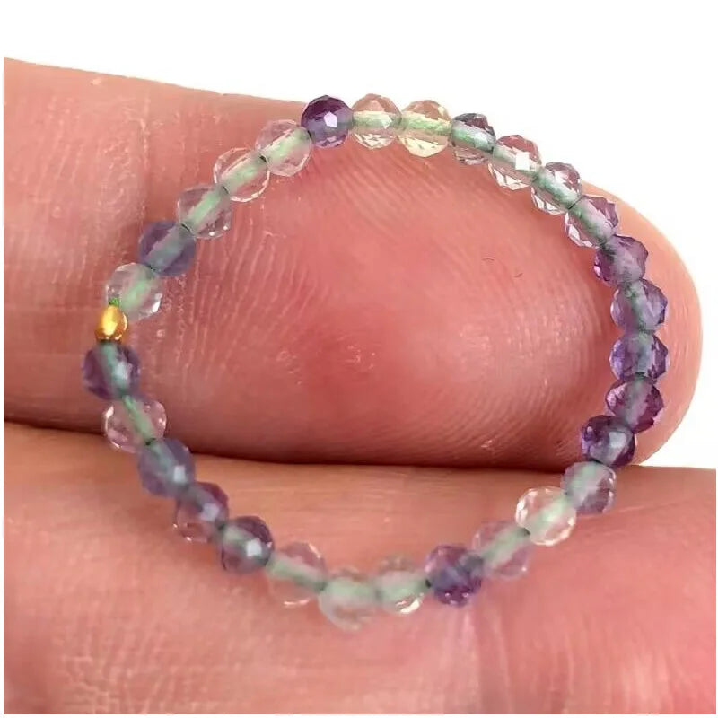 Bague Fine en Perles de Pierre Naturelle Facettées 2 mm – Extensible, 26 Pierres au Choix