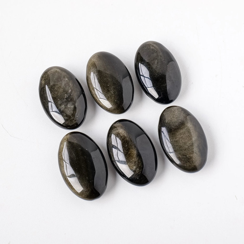 Galet en Obsidienne Dorée Naturelle – Pierre Polie à Garder en Main, Reflets Dorés