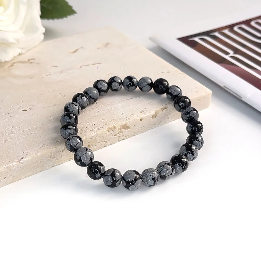 Bracelet Pierre Naturelle au Choix – Jaspe Zèbre Rose, Rhodonite, Lépidolite… Perles 6 ou 8 mm