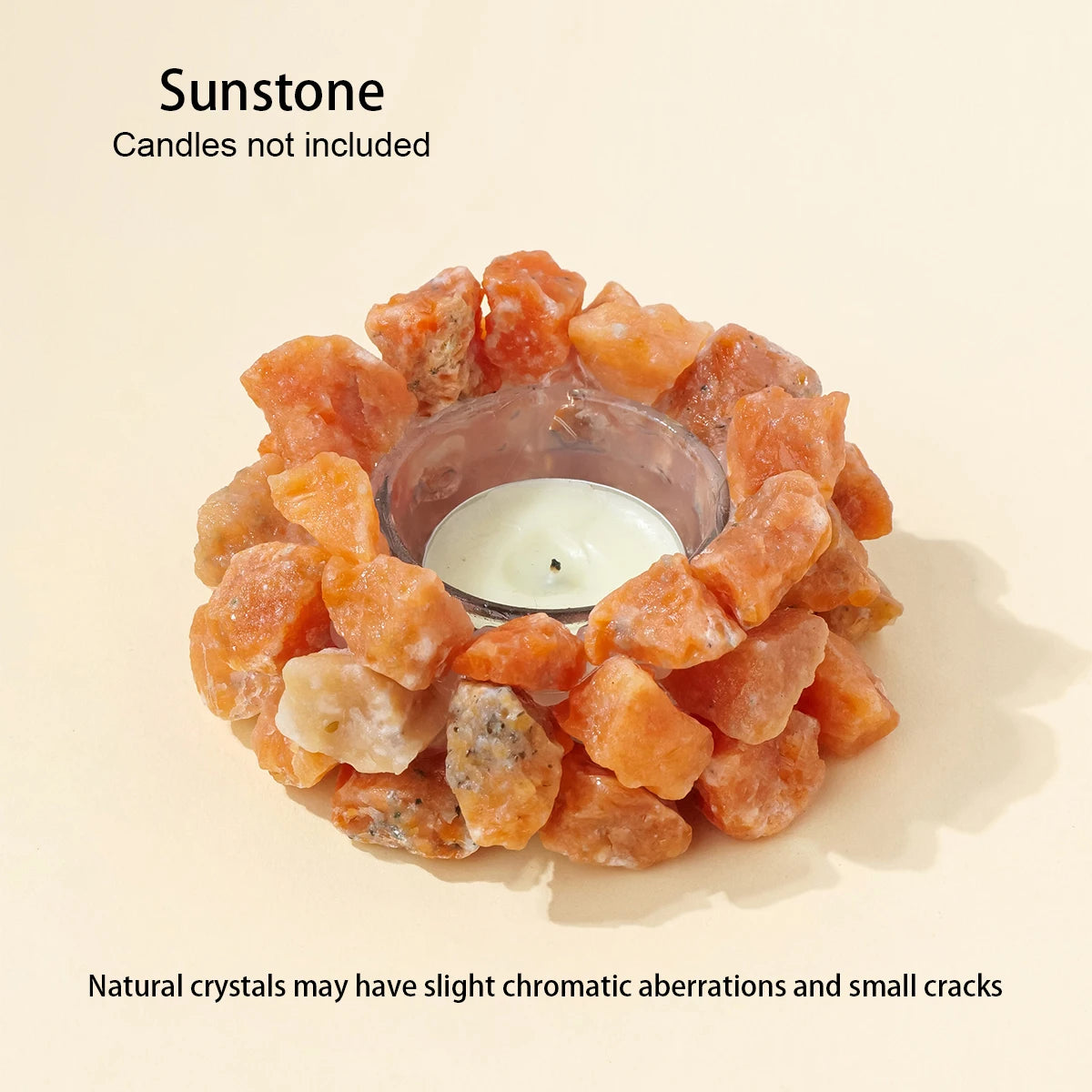 Bougeoir en Pierre Brute Naturelle – Photophore Cristal, Améthyste, Quartz Rose, Pierre de Soleil…