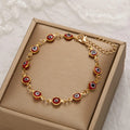 Bracelet Chaîne Œil Turc Émaillé – Bracelet Fin Doré Réglable, 5 Coloris