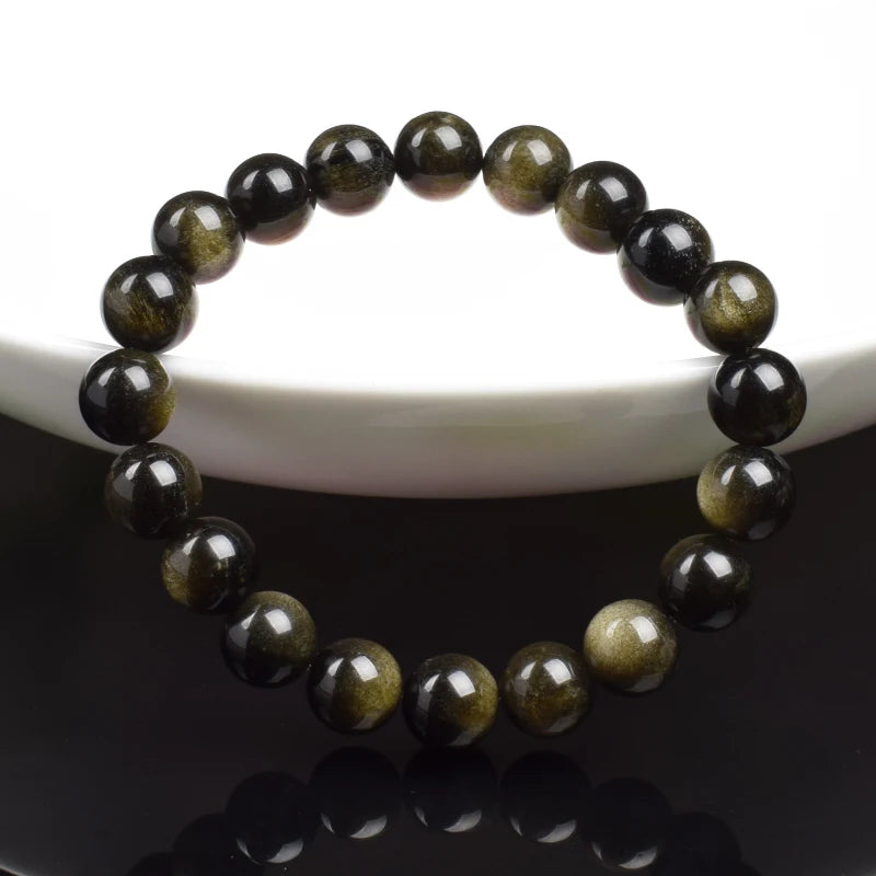 Bracelet Pierre Naturelle au Choix – Obsidienne Dorée, Rhodonite, Unakite et 13 Autres, 6 ou 8 mm