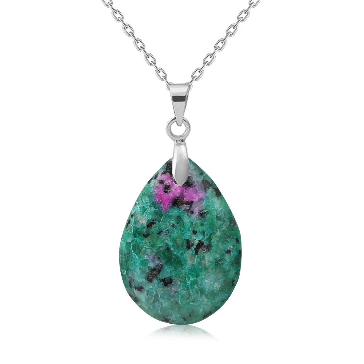Collier Pendentif Goutte en Pierre Naturelle au Choix – Monture Dorée ou Argentée, avec Chaîne