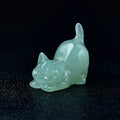 Chat Sculpté en Pierre Naturelle 3,5 cm – Petite Figurine en Quartz Rose, Aventurine, Obsidienne ou Labradorite
