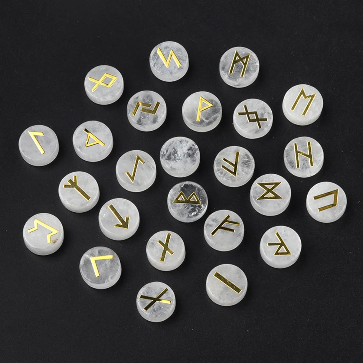 Jeu de 25 Runes Vikings en Pierre Naturelle Gravée – 10 Pierres au Choix